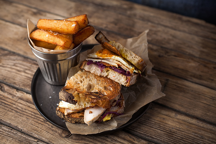 Triple cooked fries, our take on club sandwich